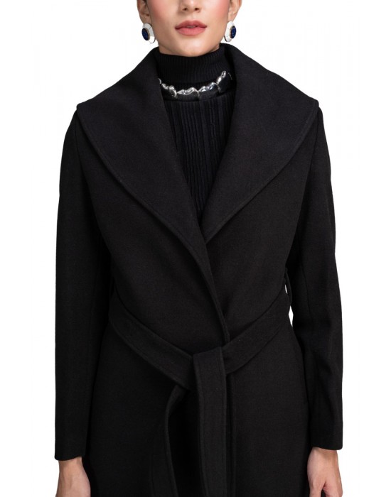 Women Coat Vanta black with belt
